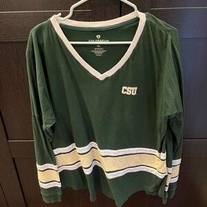 Colosseum Women's Green CSU V-Neck Long Sleeve Top